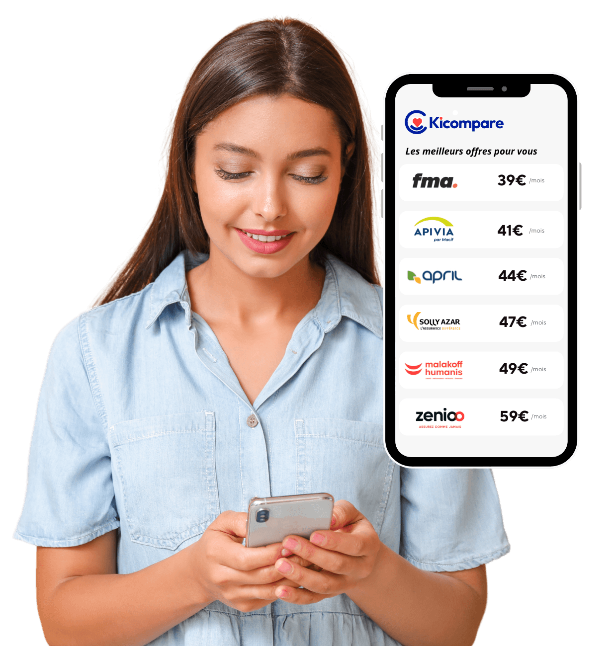 Femme heureuse avec devis d'assurance